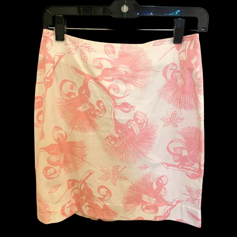 Bahama Hand Prints Skirt Pink and White Print Size 8